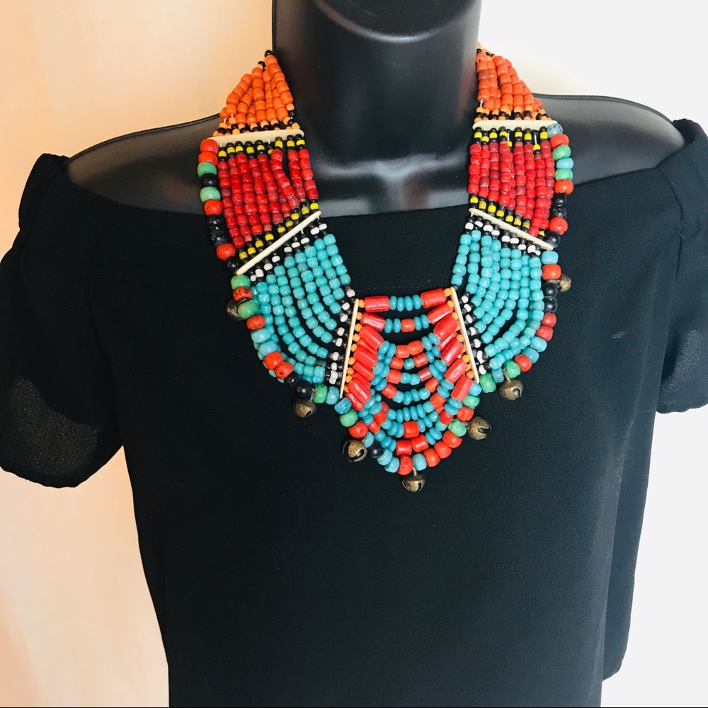 Tribal necklace made out of natural stones.